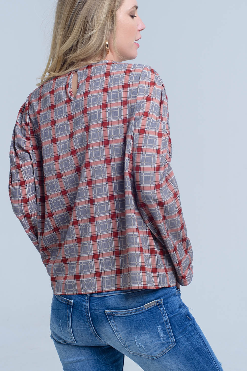 Top Garnet com padrão de verificação