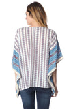 Top poncho azul de grandes dimensões na impressão tribal