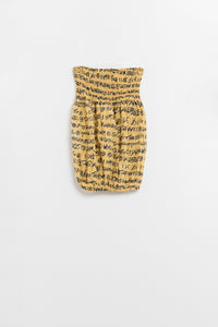 Q2 Top sem alças elástico amarelo com letras pretas