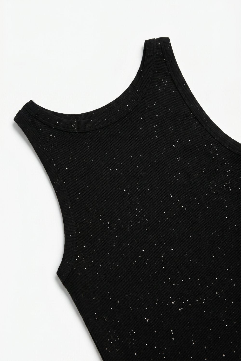top sem mangas de tricô fino com glitter em cor marrom