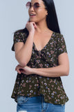 Top verde com estampa floral
