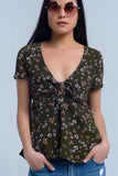 Top verde com estampa floral