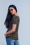 Top verde com estampa floral