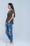 Top verde com estampa floral