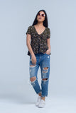 Top verde com estampa floral