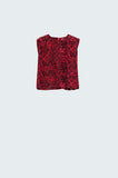 Q2 top vermelho de cetim sem mangas com estampado animal