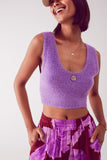 Topo curto de malha em purpura