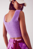 Topo curto de malha em purpura