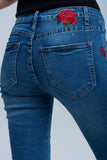 Vaqueiro Skinny bordados florais