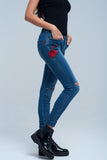 Vaqueiro Skinny bordados florais