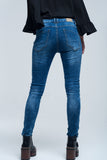Vaqueiro skinny com listras ao lado