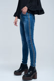 Q2 Vaqueiro skinny com listras ao lado