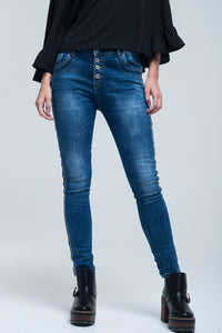 Vaqueiro skinny com listras ao lado