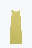Q2 Vestido am amarela maxi sem mangas com fenda lateral