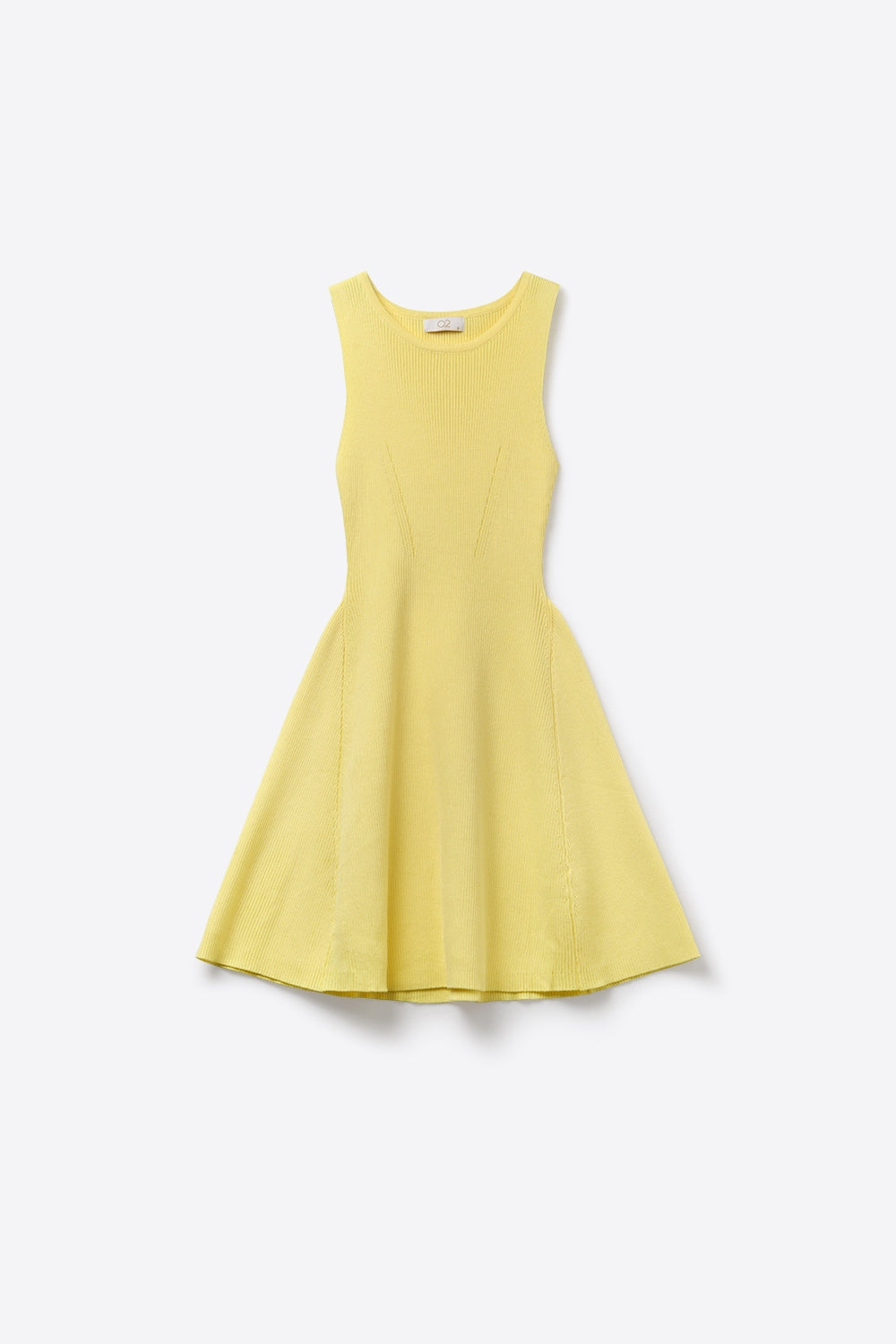 Vestido Amplo Sem Mangas de Malha Canelada Amarela