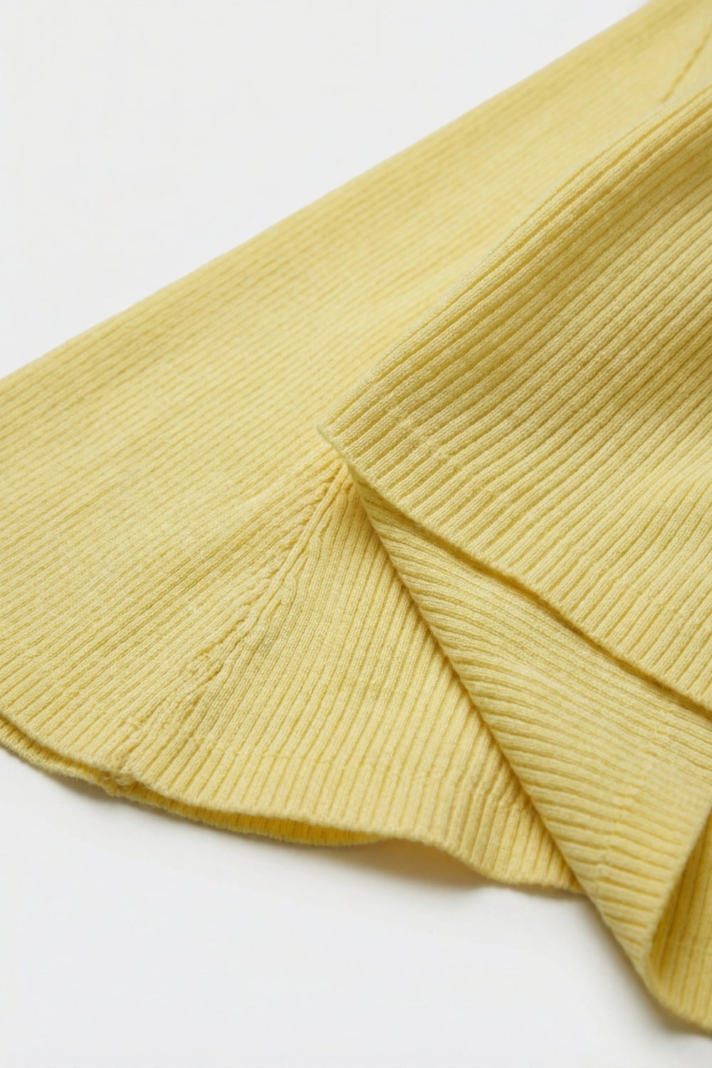 Vestido Amplo Sem Mangas de Malha Canelada Amarela