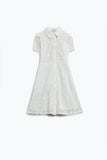 Q2 vestido branco de croché com botões