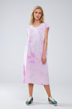 Q2 Vestido Camisa Midi Tie Dye Rosa