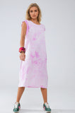 Vestido Camisa Midi Tie Dye Rosa