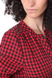 Vestido camisa aos quadrados vermelhos