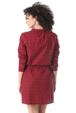 Vestido camisa aos quadrados vermelhos