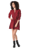 Q2 Vestido camisa aos quadrados vermelhos