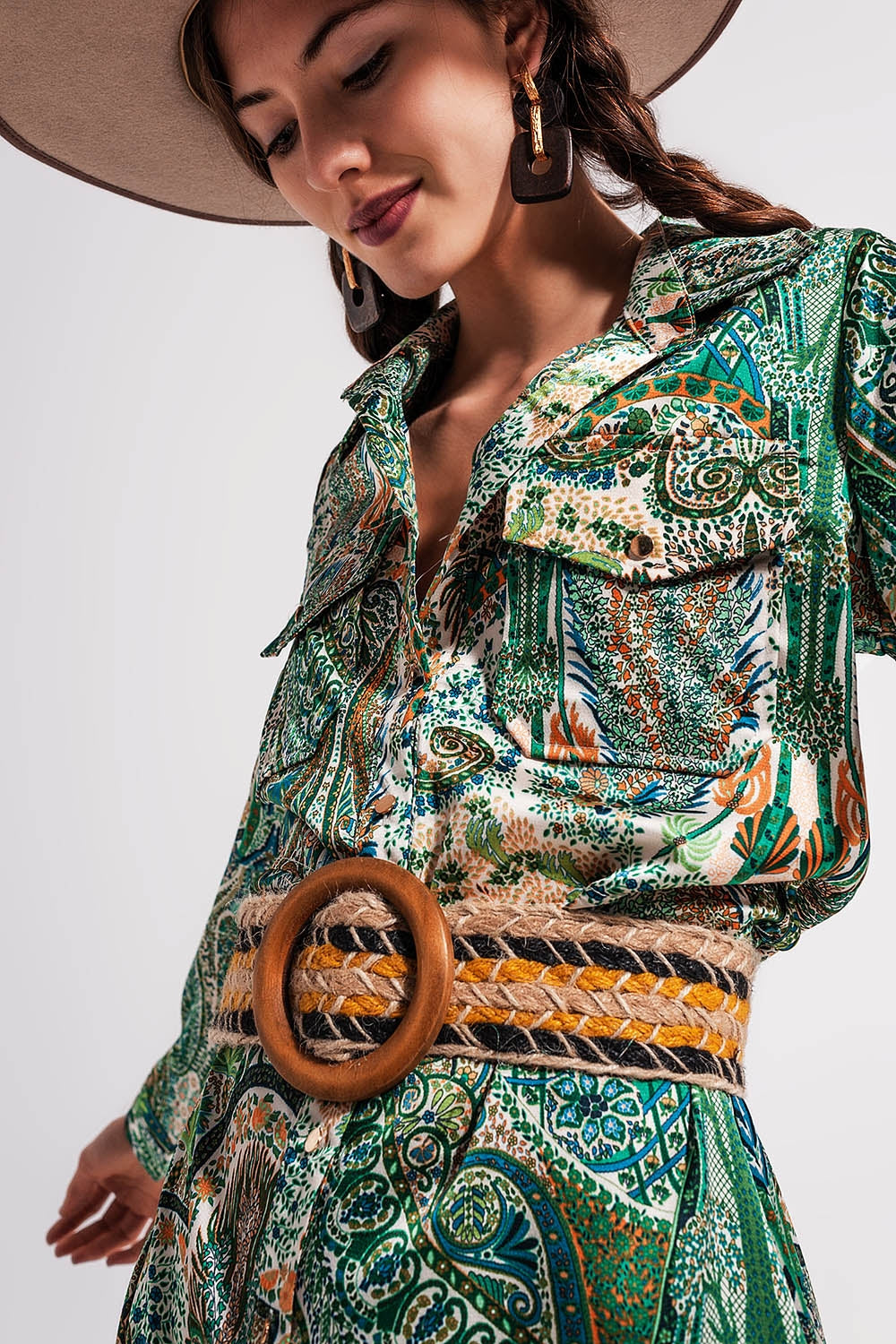 Vestido comprido com estampado paisley