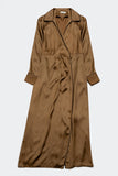 Q2 Vestido comprido em cetim bege