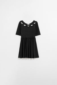 Q2 vestido curto de veludo preto