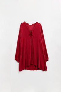 Q2 vestido curto largo estilo boho em vermelho