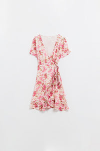 Vestido curto Plumetti com estampado floral cor-de-rosa