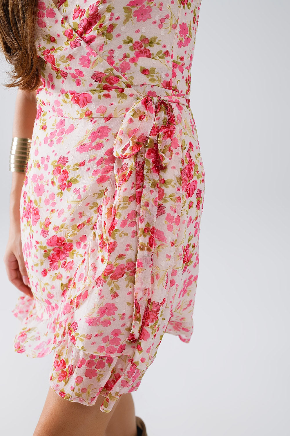 Vestido curto Plumetti com estampado floral cor-de-rosa