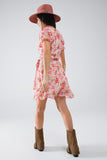 Vestido curto Plumetti com estampado floral cor-de-rosa