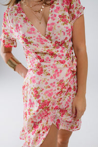 Vestido curto Plumetti com estampado floral cor-de-rosa