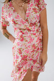 Vestido curto Plumetti com estampado floral cor-de-rosa