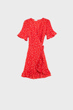Q2 Vestido curto vermelha de bolinhas