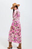 Vestido de camisa em rosa com estampado abstracto