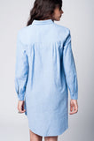 Vestido de camisa listrada azul com botões