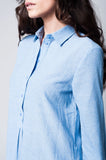 Vestido de camisa listrada azul com botões