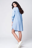 Vestido de camisa listrada azul com botões