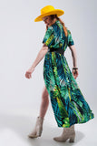 Vestido de camisa maxi estampada tropical