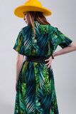 Vestido de camisa maxi estampada tropical