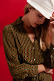 Vestido de camisa quadriculada de comprimento médio