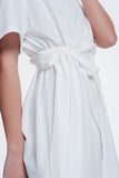 Vestido de camiseta creme com frente colada