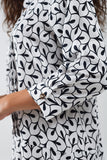 Vestido de gola polo de manga comprida com estampado abstrato