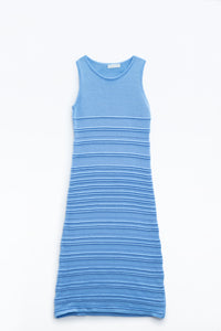 Q2 Vestido de malha sem mangas Maxi Crochet azul