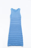 Q2 Vestido de malha sem mangas Maxi Crochet azul