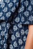 Vestido de praia midi azul marino com ombros descobertos