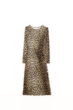 Vestido em spandex com estampado de leopardo e pormenor de laço