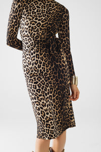 Vestido em spandex com estampado de leopardo e pormenor de laço